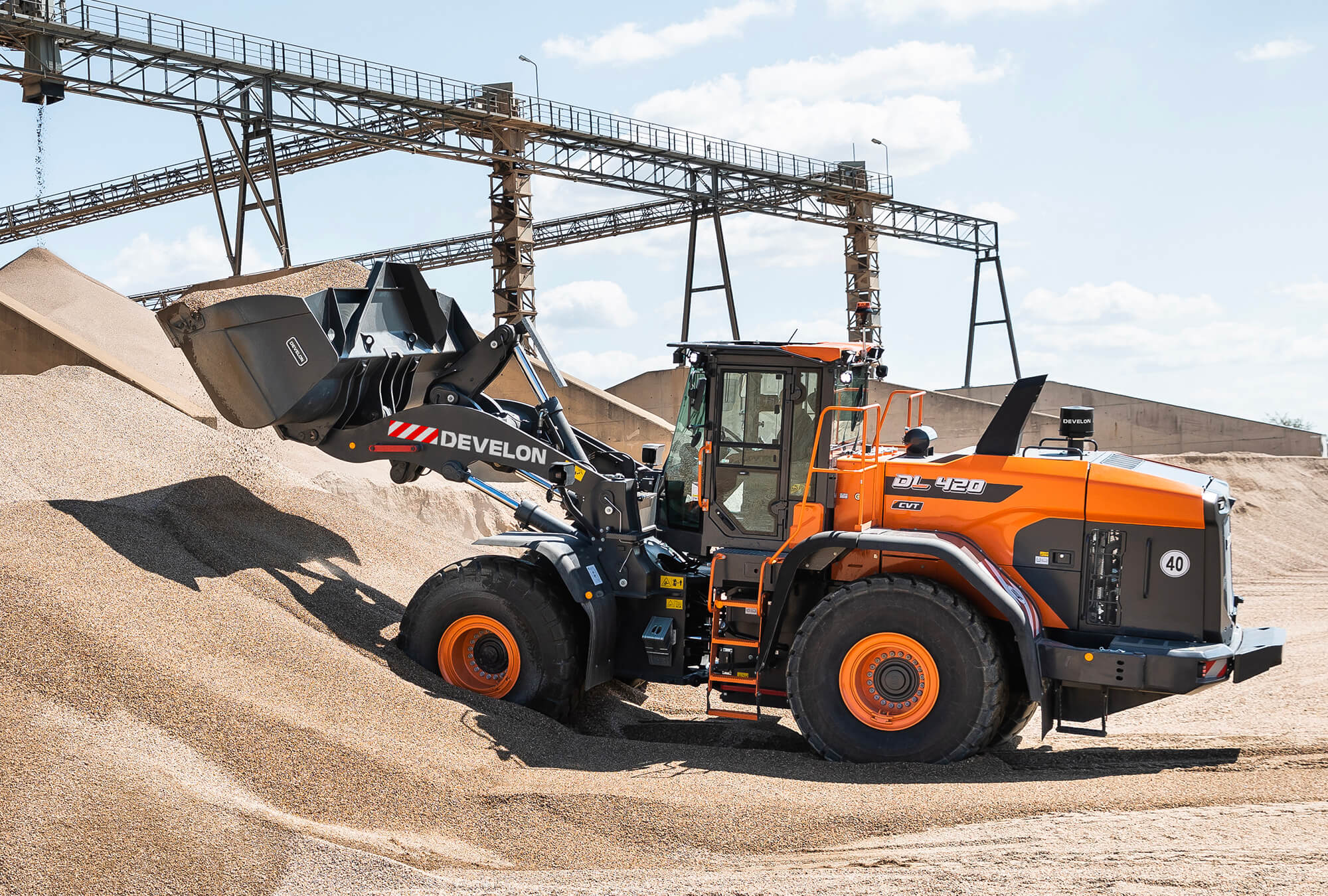 Develon DL420 Wheel Loader operating in NZ